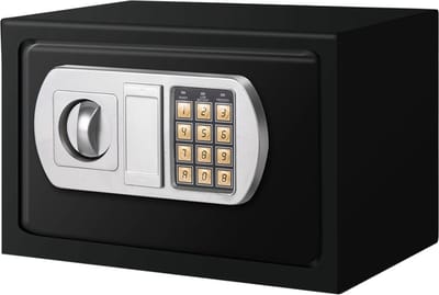 BRASQ Elektronische Kluis - 31x20x20 cm - 8 Liter - Cijferslot - incl. Bevestigingsmateriaal - Geldkluis - Geldkistje met cijferslot - Zwart