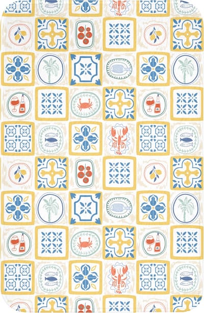 WC mat 40x60 cm - Antislip - Tegels - Patroon - Zomer - Geel - Toiletmat - Vloermat - Douchemat - Toilet tapijt - Toiletmatten