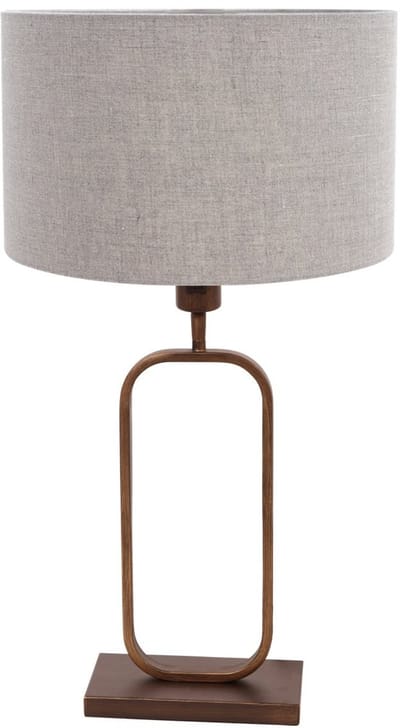 Tafellamp Stang 4817BR brons met grijze linnen kap 30 cm diameter en hoogte 47 cm - Steinhauer Modern kantelbaar design