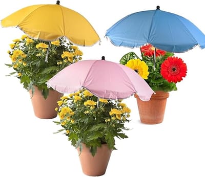 Plantenparasol - 3-delig - Zonneschermparasol - UV-bestendige plantenhoes - Verstelbaar buitendoek - Kant - Schaduw en bescherming voor potplanten - Geschikt voor zaailingen, kassen, tuinen en terrassen - Blauw, roze, geel