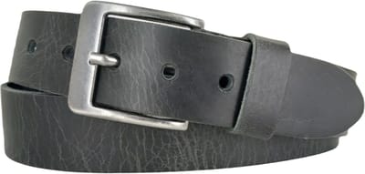 Stoere Leren Heren Riem | Kleur: zwart | 4cm breed | Donkere Gesp | Riemmaat: 95cm (totale lengte: 110cm) | 100% echt leer | Nikkelvrije gesp