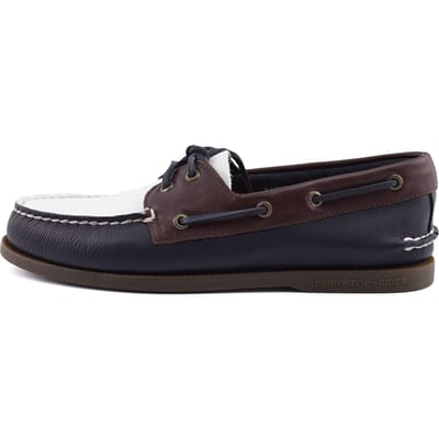 Sperry Authentic Original 2 Eye Leren Heren Bootschoenen In Marineblauw/Wit/Bruin