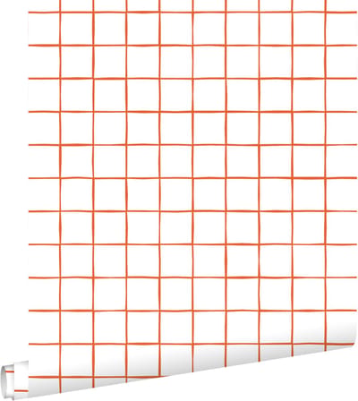 ESTAhome behang geblokt motief oranje en wit - 50 x 900 cm - 131275