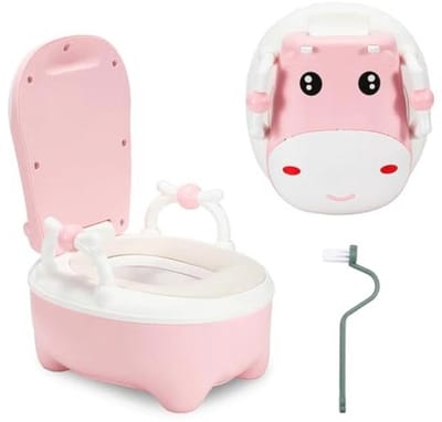 Kinderen Potje met Handgrepen en Anti-Spatbescherming - Toilettrainer - Zacht PU-kussen - Roze