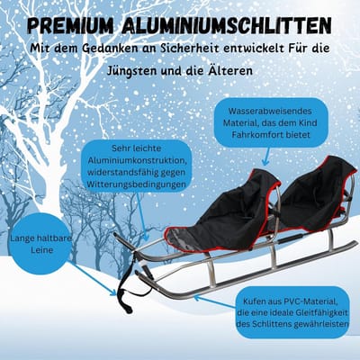 2-in-1 kinderslee van aluminium met rugleuning voor winterplezier