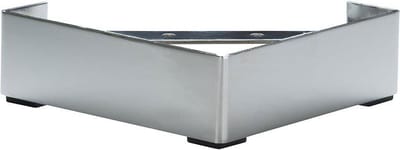 Stalen meubelpoot chroom vierkant 20 bij 20 cm en hoogte 6,5 cm - Set van 4 stuks