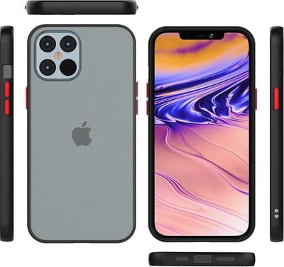 Geschikt voor iPhone 12 Hoesje - iPhone 12 Pro hoesje - 6.1 inch - Back Cover Case Mat Zwart / Transparant