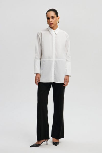 Touché Privé - Oversized poplin tuniek met brede manchetten - Ecru - Dames