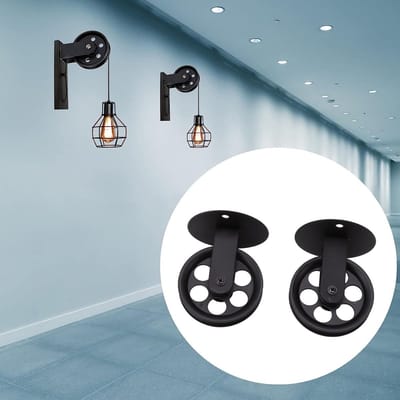 OmGoods - Dailygoody - Hanger Licht Katrol - Vintage Katrollen Set - Zwart - Katrol Wielen - Ideaal voor Hanglampen - Geschikt voor Plafondinstallaties