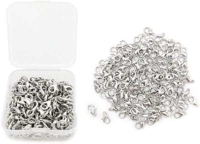 130 stuks kreeft sluitingen 12 mm met 2 mm oogje verguld metaal voor oorbel armband hangers doe-het-zelf handwerk maken (zilver)