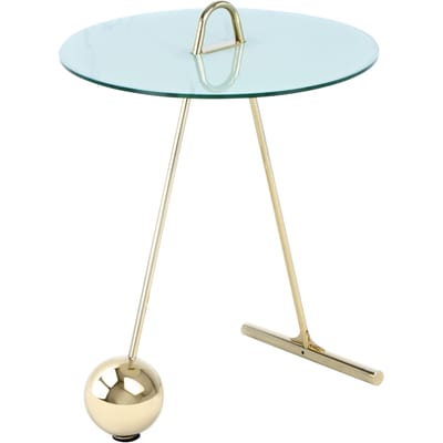 Padiro ronde bijzettafel Ø 46 x 60 cm - goud en wit - Modern Art-Déco Glamour Look - met marmerenpatroon - glazen tafelblad - stalen onderstel