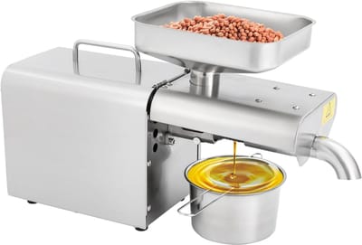 Olie Persmachine - Zelf Olie Maken - Keuken Gebruik - Koud en Warm Persen - 750W Vermogen - Zilver