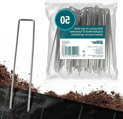Grondankerpennen - Grondnagels Haken - Tuinbevestiging - Roestvrij Verzinkt Staal - 50 Stuks 15cm - Zilver