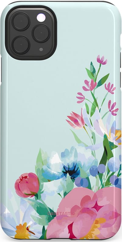 Casetastic hoesje geschikt voor Apple iPhone 11 Pro Max - Dubbellaagse bescherming - Dagdroom in bloei - Fashion Case - Lichtgrijs Lichtroze