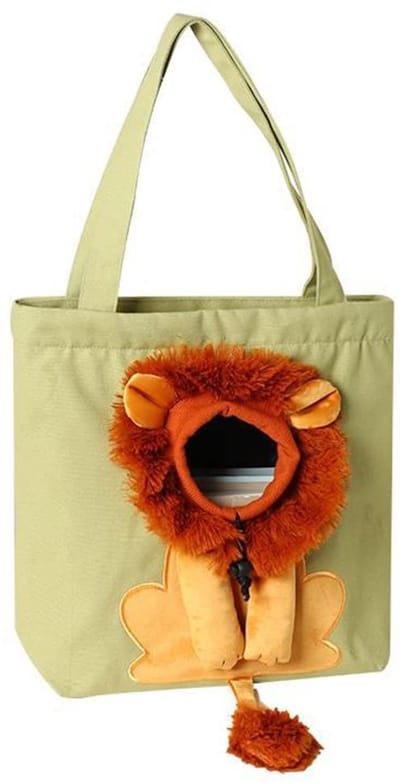 Dailygoods - Kattendrager, cartoon leeuw huisdier canvas draagtas draagbare kleine hond kat out tas opvouwbare schoudertas veelkleurig één maat (groen)
