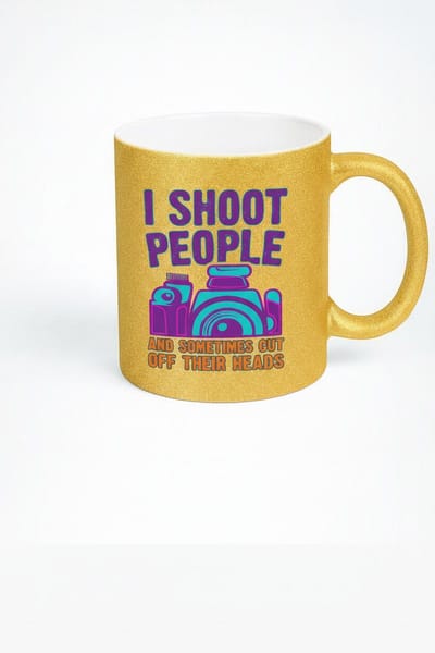 I Shoot People Gouden Glitter Mok - Grappige Fotografen Koffiemok Cadeau
