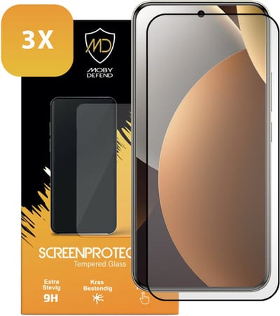 3-Pack MobyDefend Screenprotectors - Geschikt voor Xiaomi Redmi Note 15 Pro Plus 5G - Screensavers Met Zwarte Randen - Gehard Glas