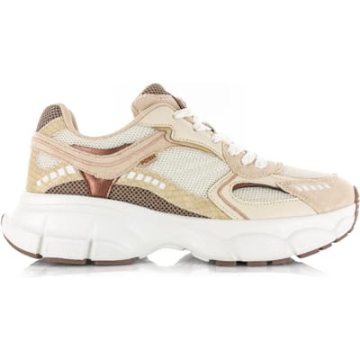 POSH by Poelman LISE Dames Sneakers - Beige met combinatie