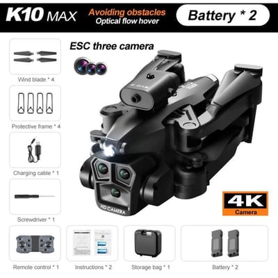 Nieuwe K10Max Mini Drone 8K Professionele Drie-camera Groothoek Vier-weg Obstakel vermijden Afstandsbediening Quadcopter ECS Speelgoedvliegtuig 5000M 2 battery