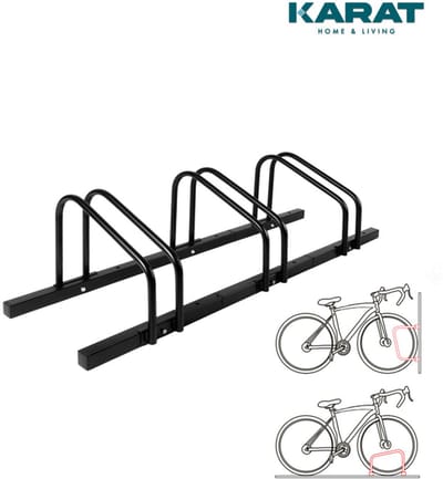 FLOORDIREKT Fietsenrek Linus - Voor Vloer- of Wandmontage - Verschillende Maten - Zwart - Voor 3 Fietsen