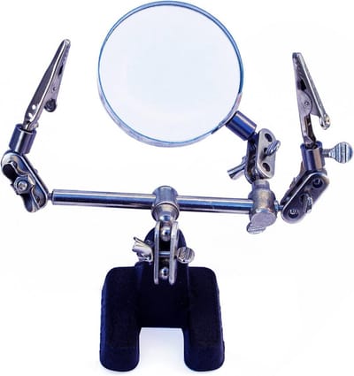 Madisef 040207 Precisie-horlogehouder met vergrootglas, met 2 tangen