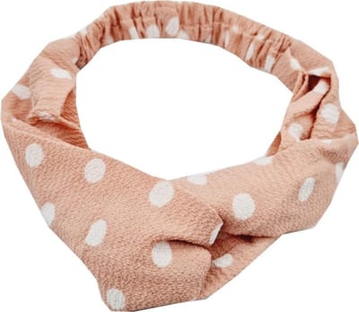 Haarsoires Haarband Twist 5cm – Stippenprint – Gladde Stof – Wit Lichtroze - Zachte Knoop Hoofdband - Haaraccessoire voor Dames & Meisjes