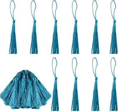 Handgemaakte Blauwe Kwasten van Zijde, Perfect voor Boekenleggers, Souvenirs en DIY Projecten - 100 Stuks