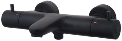 Sanifun Trendi Thermostatische Badmengkraan Mat Zwart 150 mm–Opbouw Badthermostaat met Omstelknop