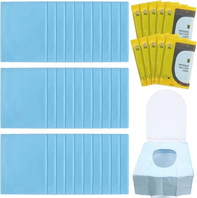 Wegwerp Toilet Brilhoezen - Toilet Papier Pads - Hygiënisch Reizen - Universeel Formaat - 38x58cm - Blauw