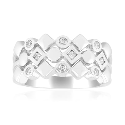 Cavill - Zilveren Ring 925 Sterling - 0,117 ct I1 (G) Briljante Afrikaanse Diamanten - Geometrisch Elegant Design - Damesring Maat 16-21