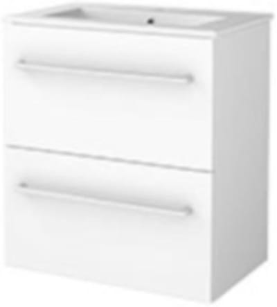 Basic-Line Start 39 Badkamermeubelset - Ondiep - 60 x 39 cm - Met Grepen - 2 Lades - Keramische Wastafel - 1 Kraangat - Ice White