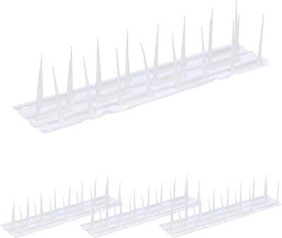 duivenpinnen set van 4 - 9 x 40 x 9,5 cm - duivenafweer voor balkon & dak - elk 3 rijen - kunststof