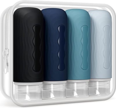 JGS ® Handige Herbruikbare Reisset Flessen, 90 ml Siliconen Navulbare Containers met Lekvrije Sluiting