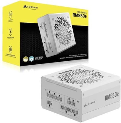 Corsair RM850e (2025) - Interne Voeding - 850W - Cybenetics ETA Gold - 230V - Volledig modulair - Wit