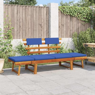 vidaXL - Tuinbank - met - kussens - 2-in-1 - 190 - cm - massief - acaciahout
