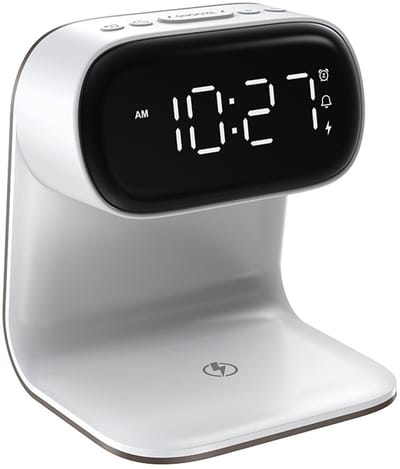 Digitale Wekker - Draadloos snellaadstation - 15W touch smartlamp - Nachtlampje - 3 kleuren - Woonkamer - Naast bed - Mensen die diep slapen - Wit