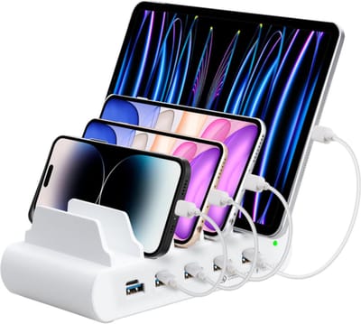 Musthavz Oplaadstation 150W — Family Charger voor 5 Apparaten — USB-C PD & Quick Charge — Wit