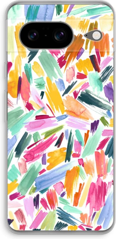 Case Company® - Hoesje geschikt voor Google Pixel 8 hoesje - Watercolor Brushstrokes - Soft Cover Telefoonhoesje - Bescherming aan alle Kanten en Schermrand