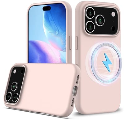 Lunso Geschikt voor iPhone 17 Pro hoesje - Flexibel siliconen Backcover met magnetisch - Lichtroze