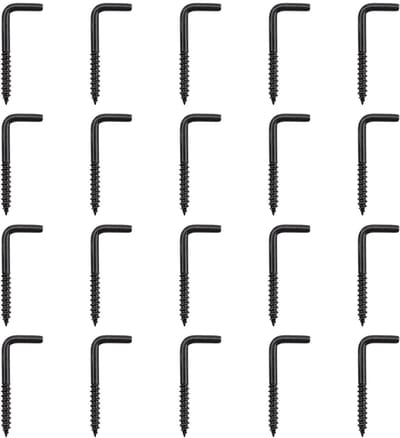 Dailygoods- L-haakschroeven 24 stuks - Zelftappende Schroeven - Koolstofstaal - Zwarte Haak - Dressoirschroeven - Vierkante Schouder