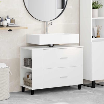 vidaXL - Badkamer - vaniteitsunit - Wit - 80 - x - 35 - x - 60 - cm - Bewerkt - hout