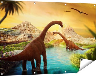 Gards Tuinposter Dinosauri�rs in het Water - Dino's - 120x80 cm - Tuindoek - Tuindecoratie - Wanddecoratie buiten - Tuinschilderij