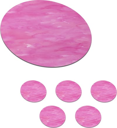 Onderzetters voor glazen - Rond - Waterverf - Roze - Patronen - 10x10 cm - Glasonderzetters - 6 stuks
