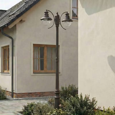 Lindby - Lantaarnpalen - 3lichts - Aluminium, metaal, glas - H: 198 cm - E27 - roestbruin, helder