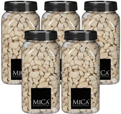 Mica Decorations decoratie steentjes - 5x - creme wit - 650ml - hobby steentjes - sier stenen