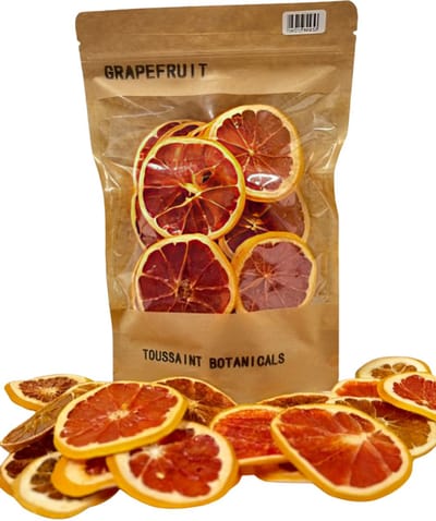 Toussaint Botanicals Premium Gedroogde Grapefruit Schijfjes 100% Natuurlijk 100 g - Cocktails - Decoratie - Taartversiering – Grapefruit plakjes - Pompelmoes - Gratis Verzending!