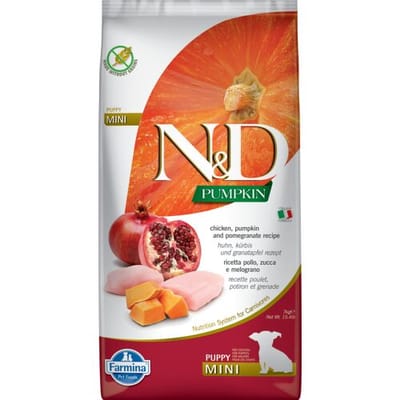 Farmina N&D Mini Puppy Pack 7 kg: Pompoen Kip Recept, Pompoen Granaatappel Recept