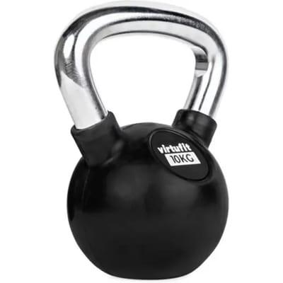 VirtuFit Kettlebell - Rubber/Chroom - 4 kg - Zwart - Sport Gewicht - Duurzaam Design - Ergonomische Handgreep - Geschikt voor CrossFit & Fitness - Conditietraining