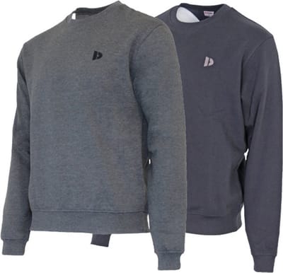 2-Pack Donnay - Fleece sweater ronde hals (Dean) - Sporttrui - Heren - Charcoal-marl/Navy (1397) - maat S