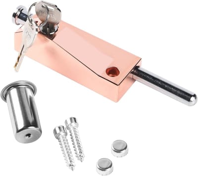 Veilige en Multifunctionele Garagedeurslot met 2 Sleutels voor Binnen en Buiten, Roze Goud Afwerking, Geschikt voor Diverse Deuren